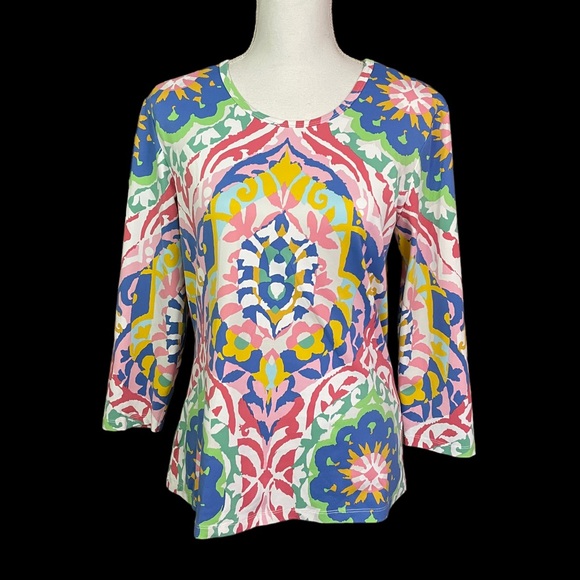 J McLaughlin Catalina Cloth Top Women’s Large Colorful Stretch - Picture 1 of 11